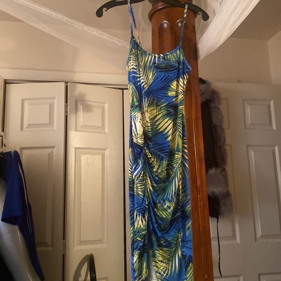 T strap tight dress blue white - Picture 3 of 4